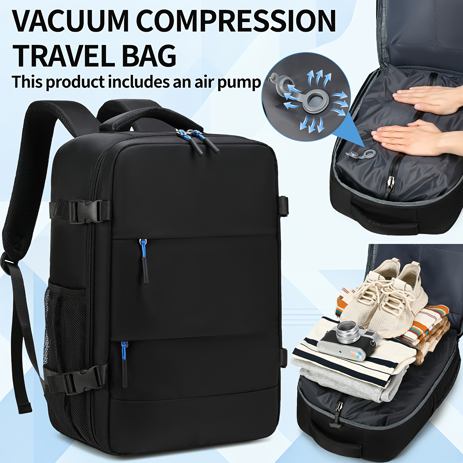 Sac à dos de voyage avec compression et pompe